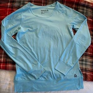 reebok women’s light blue athletic top
